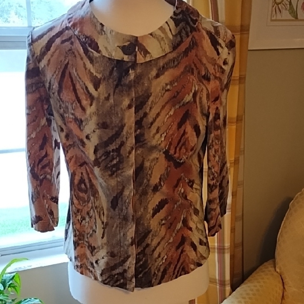 Chicos Animal Print Jacket with 3/4 Sleeves